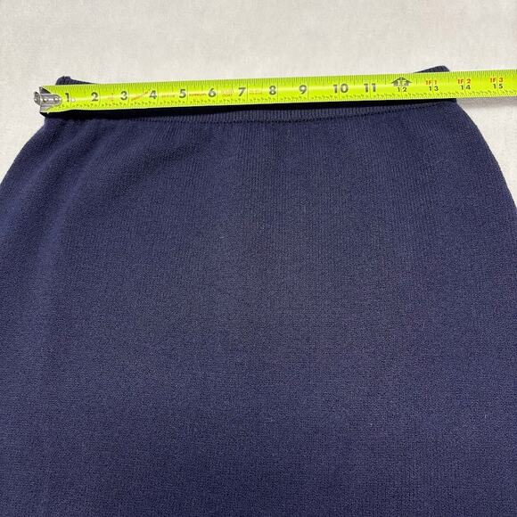 St. John Knit Wool Straight Pencil Midi Skirt Navy Blue Womens Size 6 - Picture 6 of 11